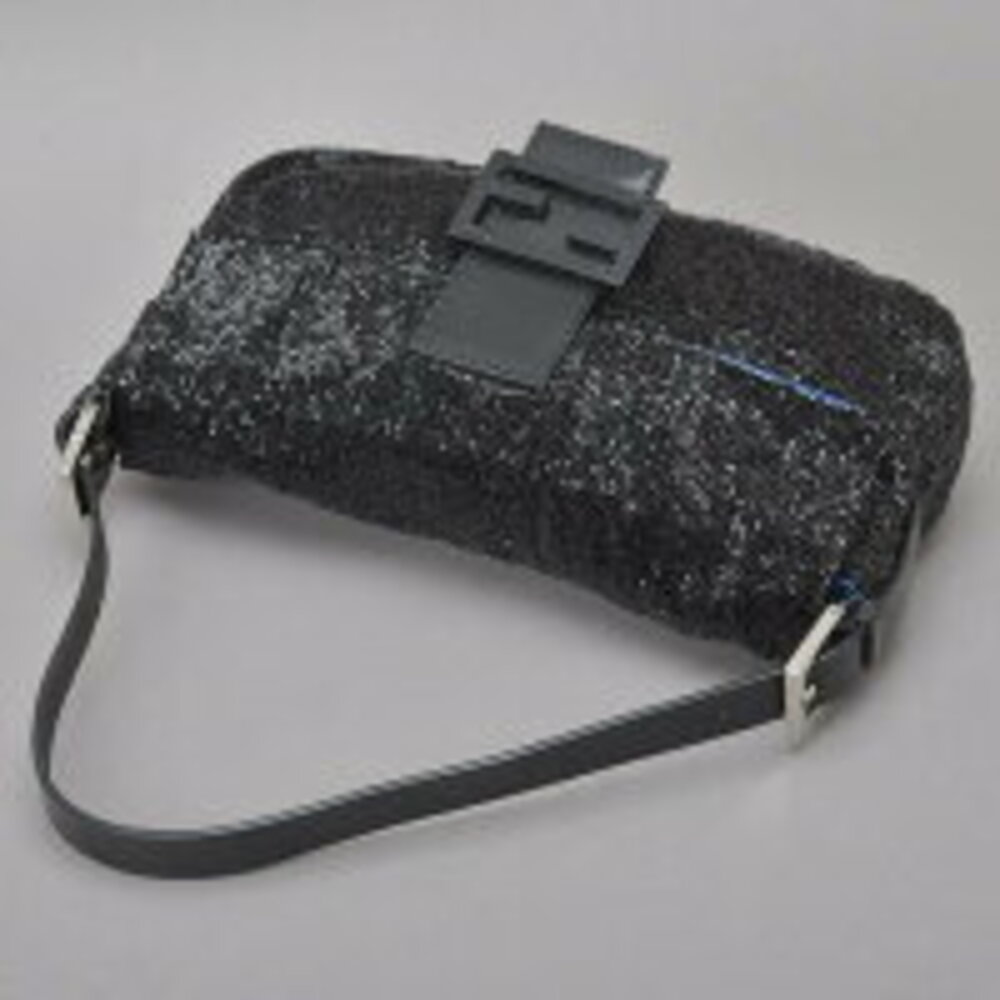 FENDI Beaded Mamma Bucket Handbag Black Leather Shoulder Bag Embroidery Rare - Picture 6 of 10